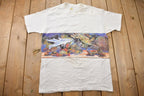 Vintage 1990s Dolphins Turtle Sea Fish Theme Graphic T-Shirt