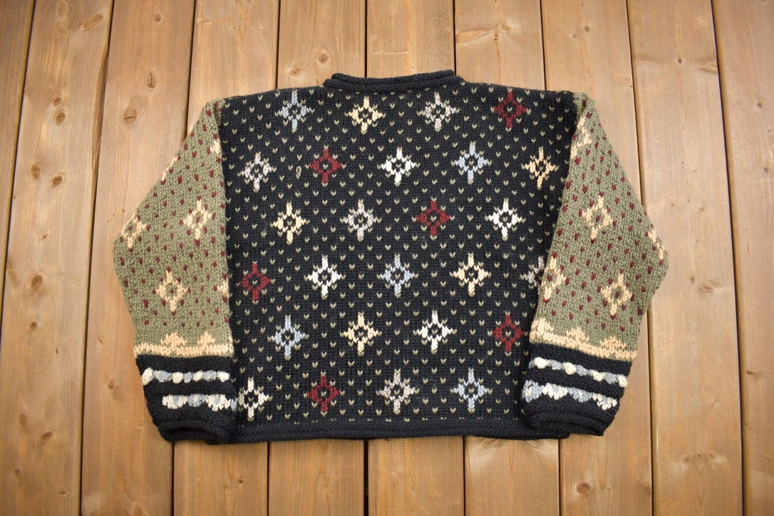 Vintage 1980s LL Bean Hand Knit Knitted Crewneck Sweater