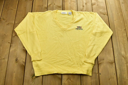 Vintage 90's Presque Isle Embroidered Knitted Sweater / Vintage 90s Crewneck / Pattern Sweater / Outdoor / Hand Knit / Pullover Sweatshirt