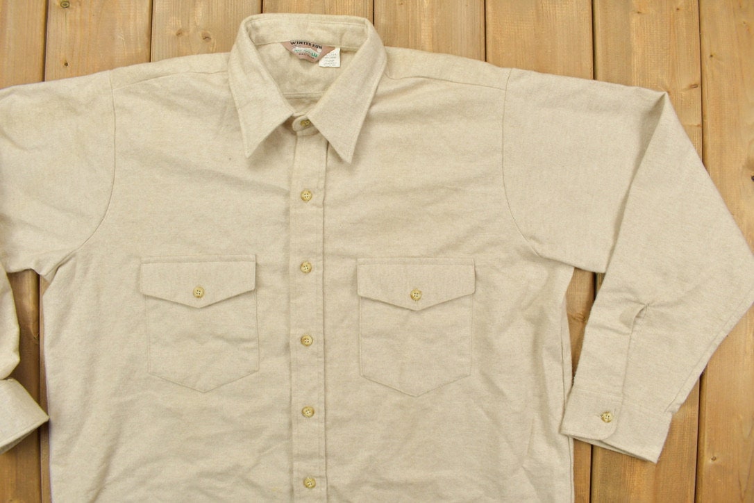 Vintage 1990s Beige Winter Run Button Up Shirt