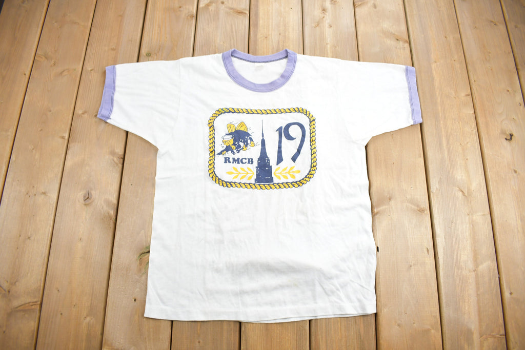 Vintage 1960s 19th Seabees RMCB Graphic Ringer T Shirt Militaria