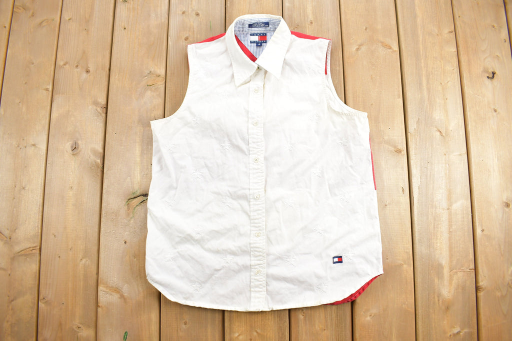 Vintage 1990s Tommy Hilfiger American Flag Stars & Stripes Button Up Vest