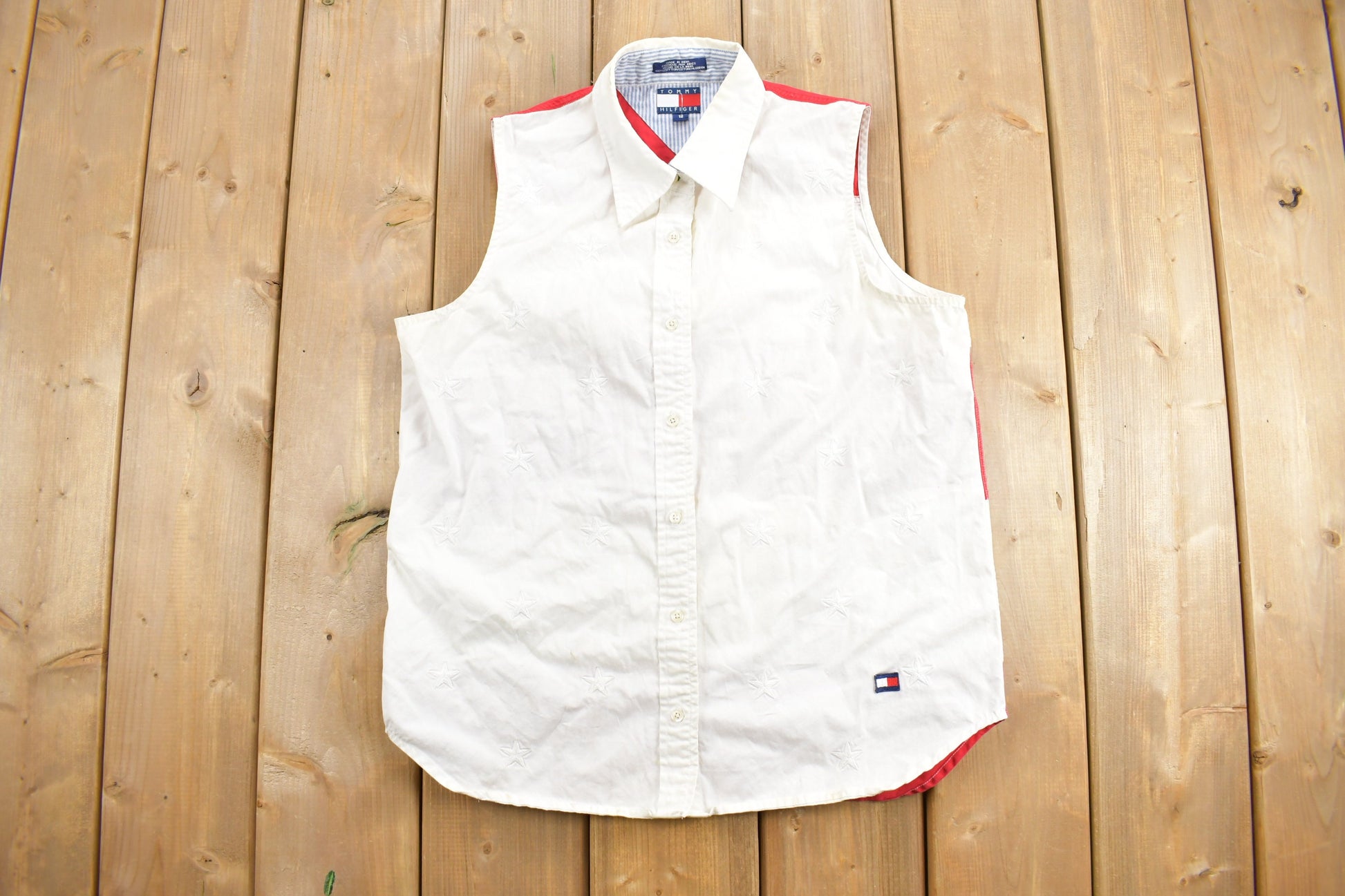 Vintage 1990s Tommy Hilfiger American Flag Stars & Stripes Button Up Vest