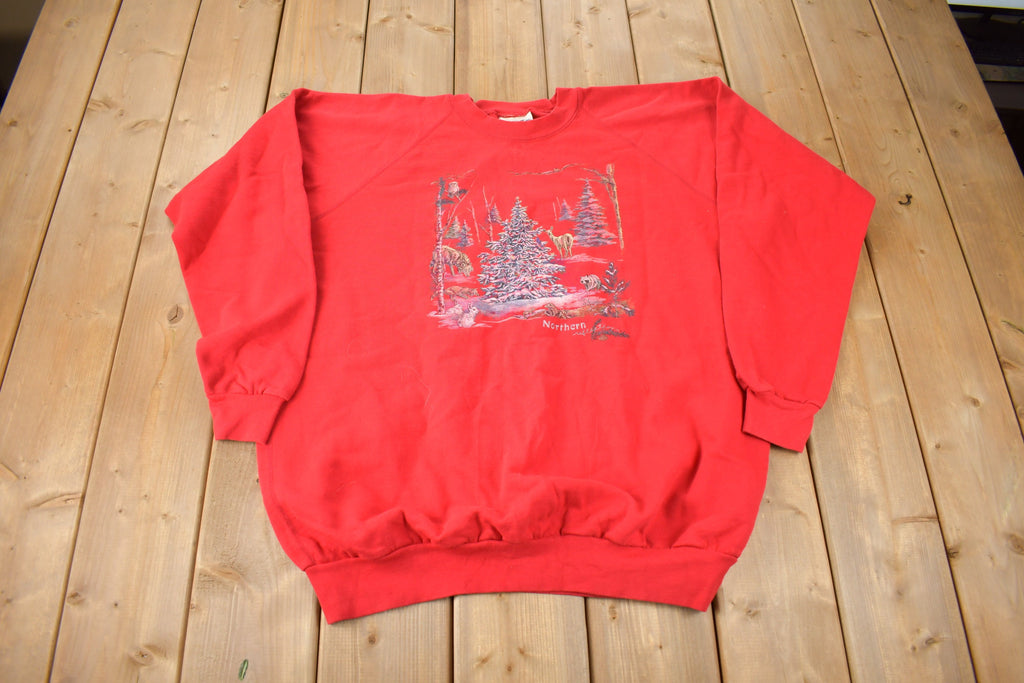 Vintage 1990s Northern Reflections Wildlife Theme Crewneck Sweatshirt Made In Canada
