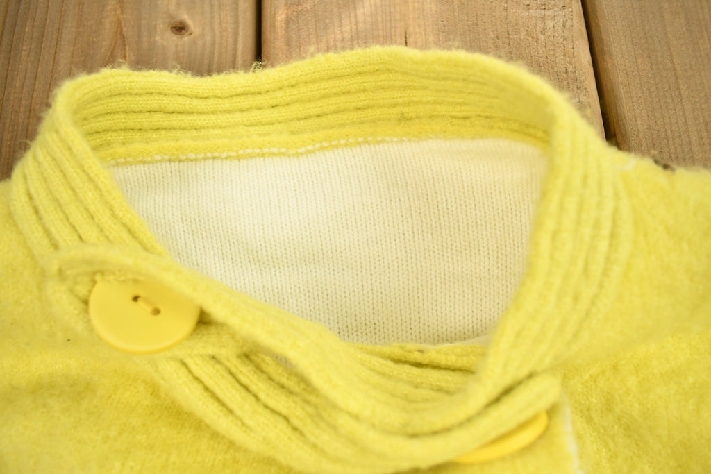 Vintage 1980s Knitted Blank Yellow Long Cardigan Sweater