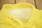 Vintage 1980s Knitted Blank Yellow Long Cardigan Sweater