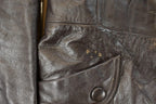 Vintage 1970s Trojan Leather Fur Collar Trench Coat Women's S