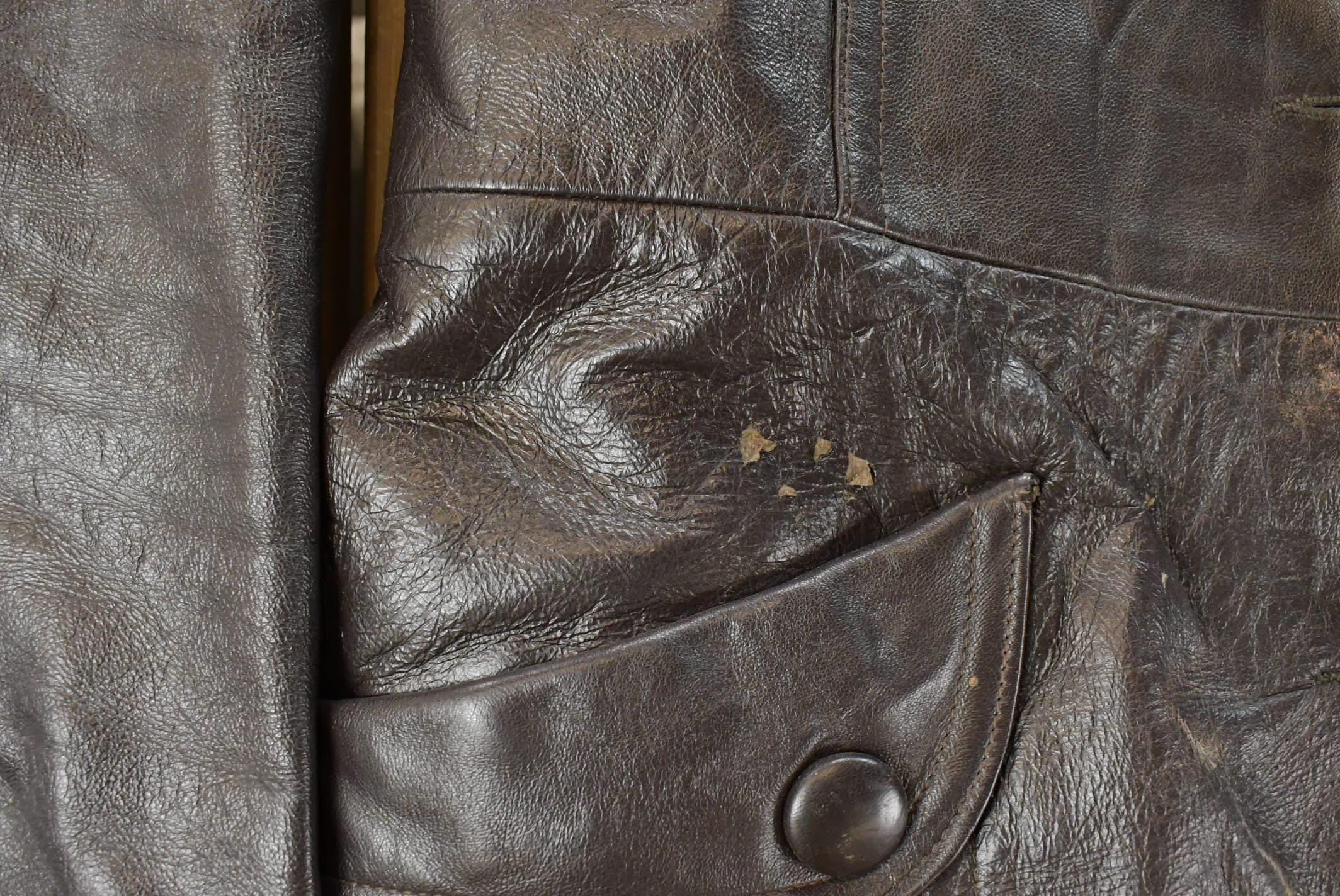 Vintage 1970s Trojan Leather Fur Collar Trench Coat Women's S
