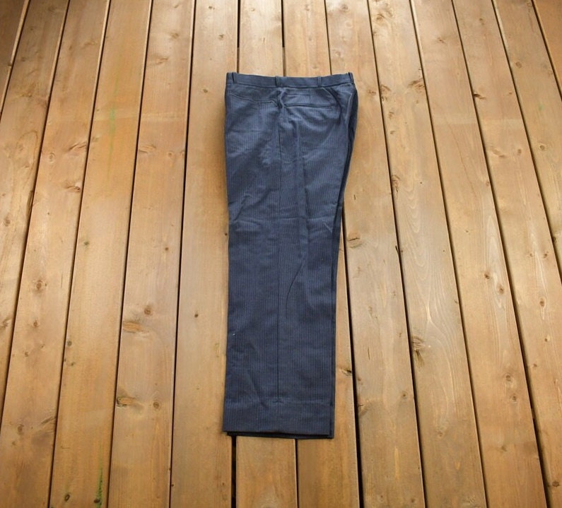Vintage Blue Pin Striped Trousers Size 34x38