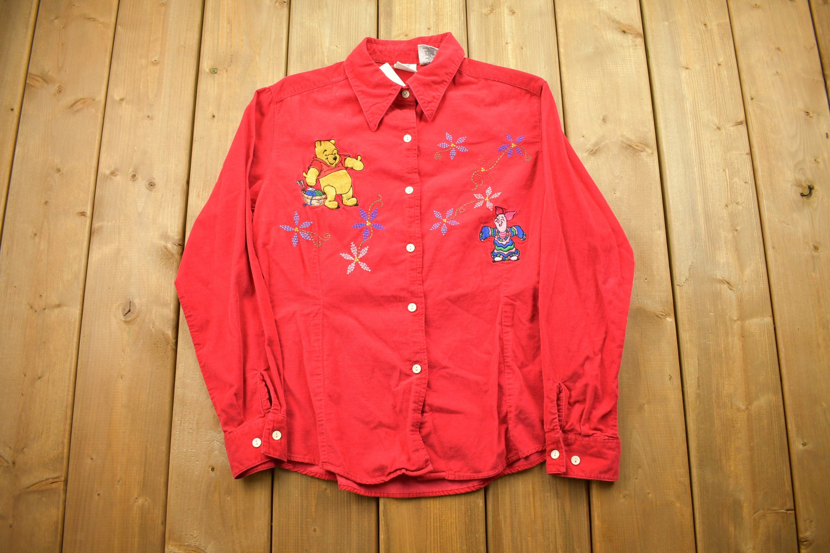 Vintage 1990s Disney Winnie The Pooh Embroidered Button Up Shirt