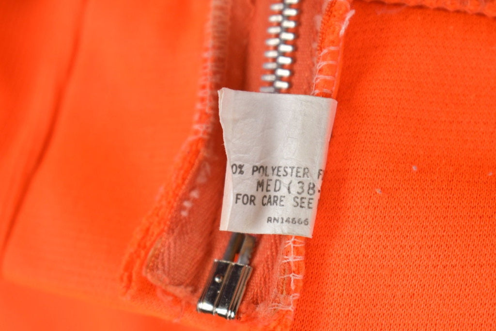Vintage 1970s Orange Thermal Zip Up Hoodie