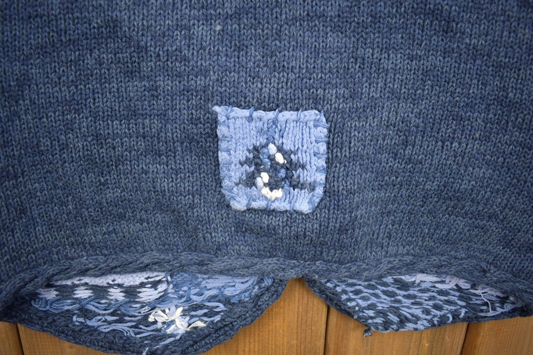 Vintage 1990s 3D Winter Colored Cable Knit Sweater Vest / Vintage 90s Vest / Abstract Patterns / Hand Knitted