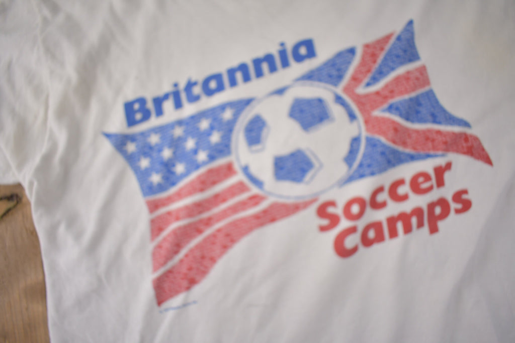 Vintage 1997 Britannia Soccer Camp Single Stitch Reebok Graphic T Shirt Made In USA
