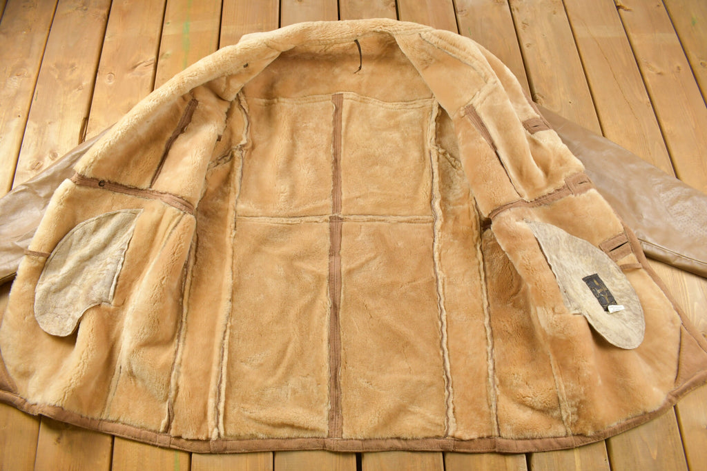 Vintage 1980s Jeno De Paris Sheep Skin Shearling Coat Size 44