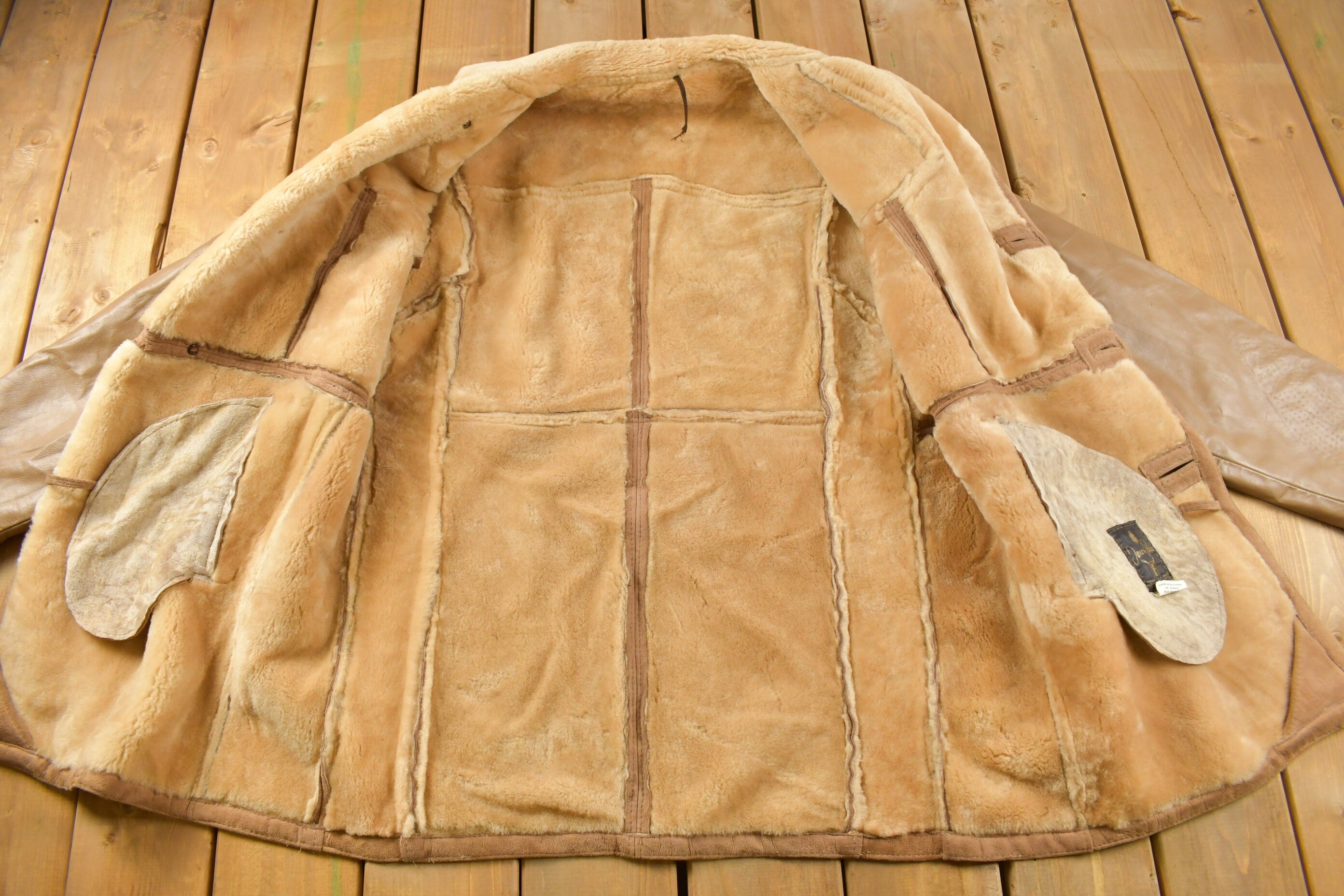 Vintage 1980s Jeno De Paris Sheep Skin Shearling Coat Size 44