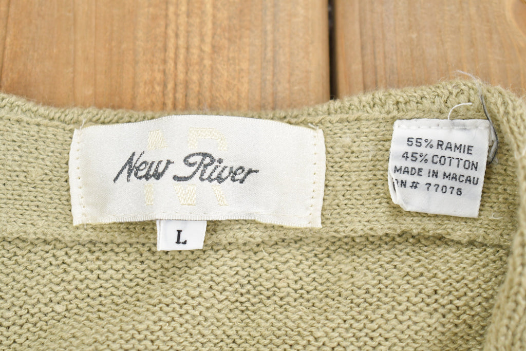 Vintage 1980s New River Embroidered Knit Cardigan /
