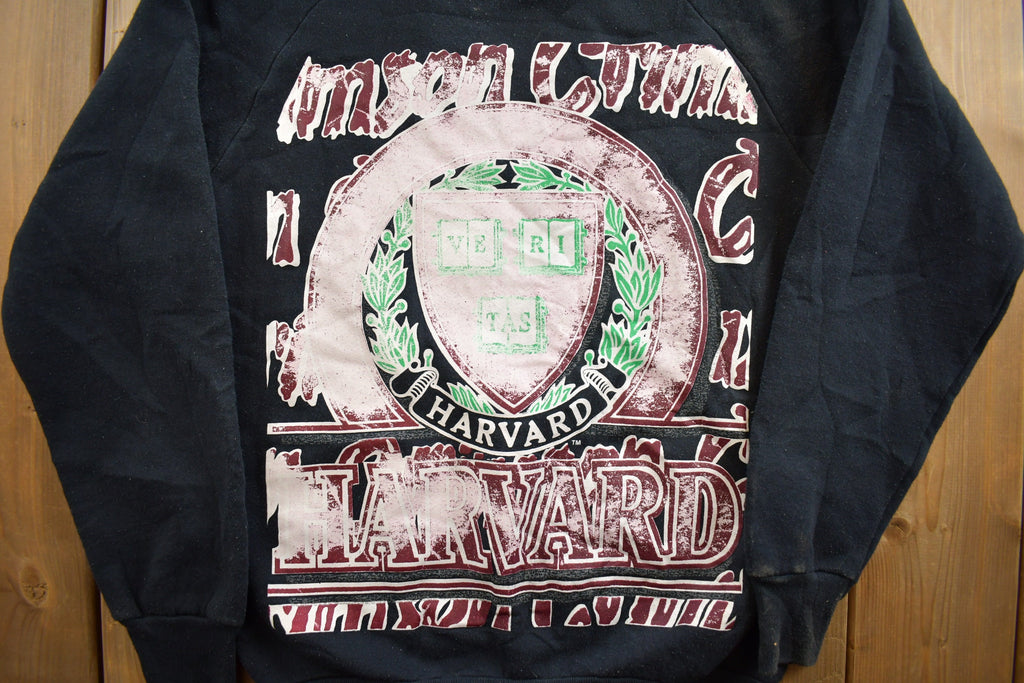 Vintage 1980s Harvard University Distressed Crewneck Made In USA