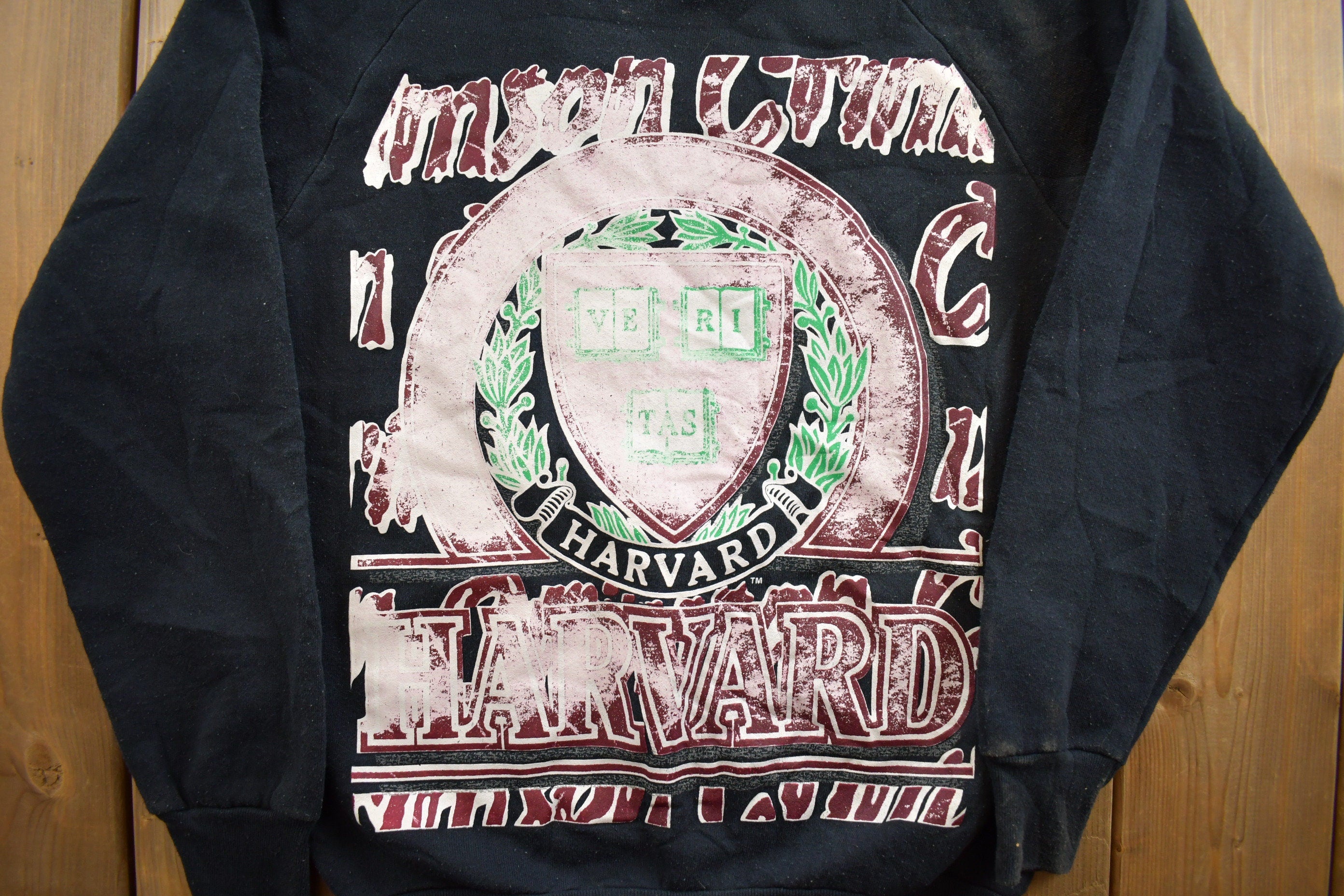 Vintage 1980s Harvard University Distressed Crewneck Made In USA