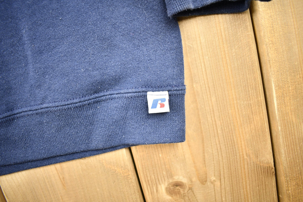 Vintage 1990s Russell Athletics Navy Blue Blank Crewneck Sweatshirt