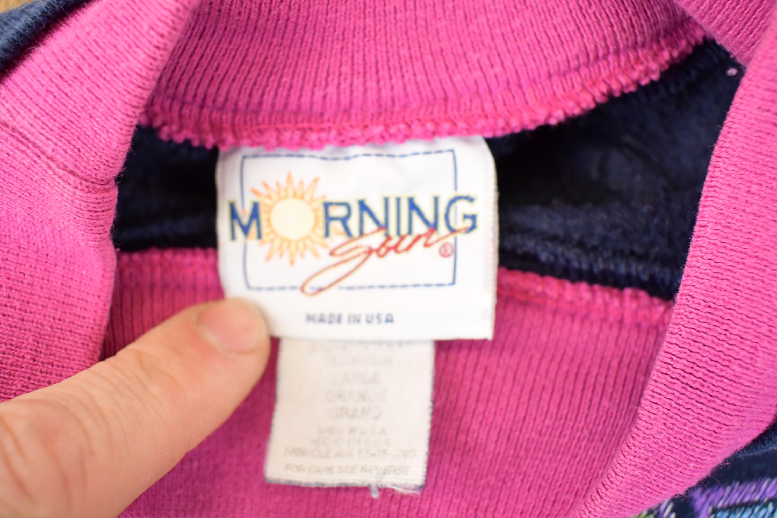 Vintage 1990s Morning Sun Cute Kite Double Collar Embroidered Crewneck Sweatshirt Women's XL