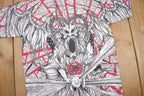 Vintage 1990s Morbid Rags Demon Graphic All Over Print T-Shirt