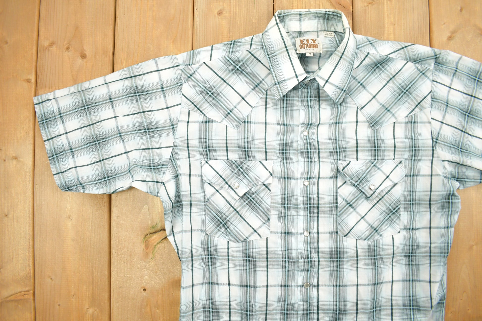 Vintage 1990s Ely Cattleman Western Flannel Button Up Short Sleeve Shirt