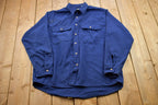 Vintage 1990s Blue Plaid Flannel Button Up Shirt