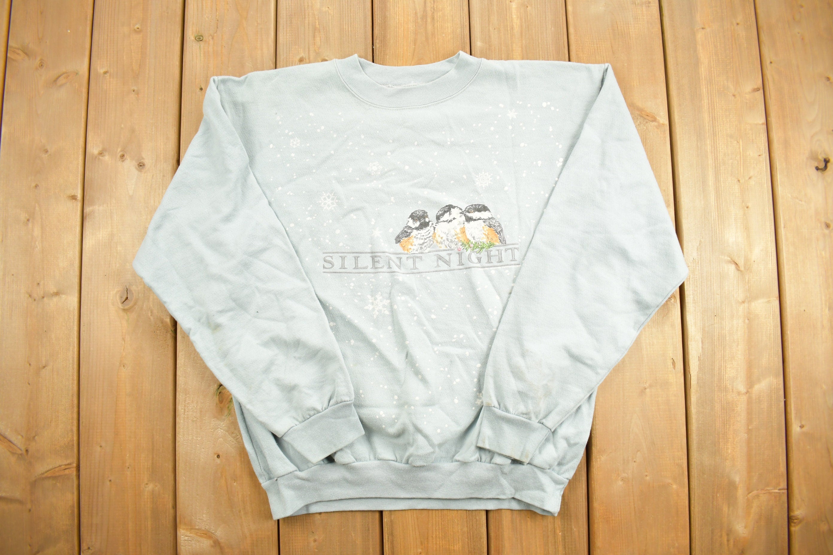 Vintage 1990s Silent Night Christmas Themed Crewneck Sweatshirt
