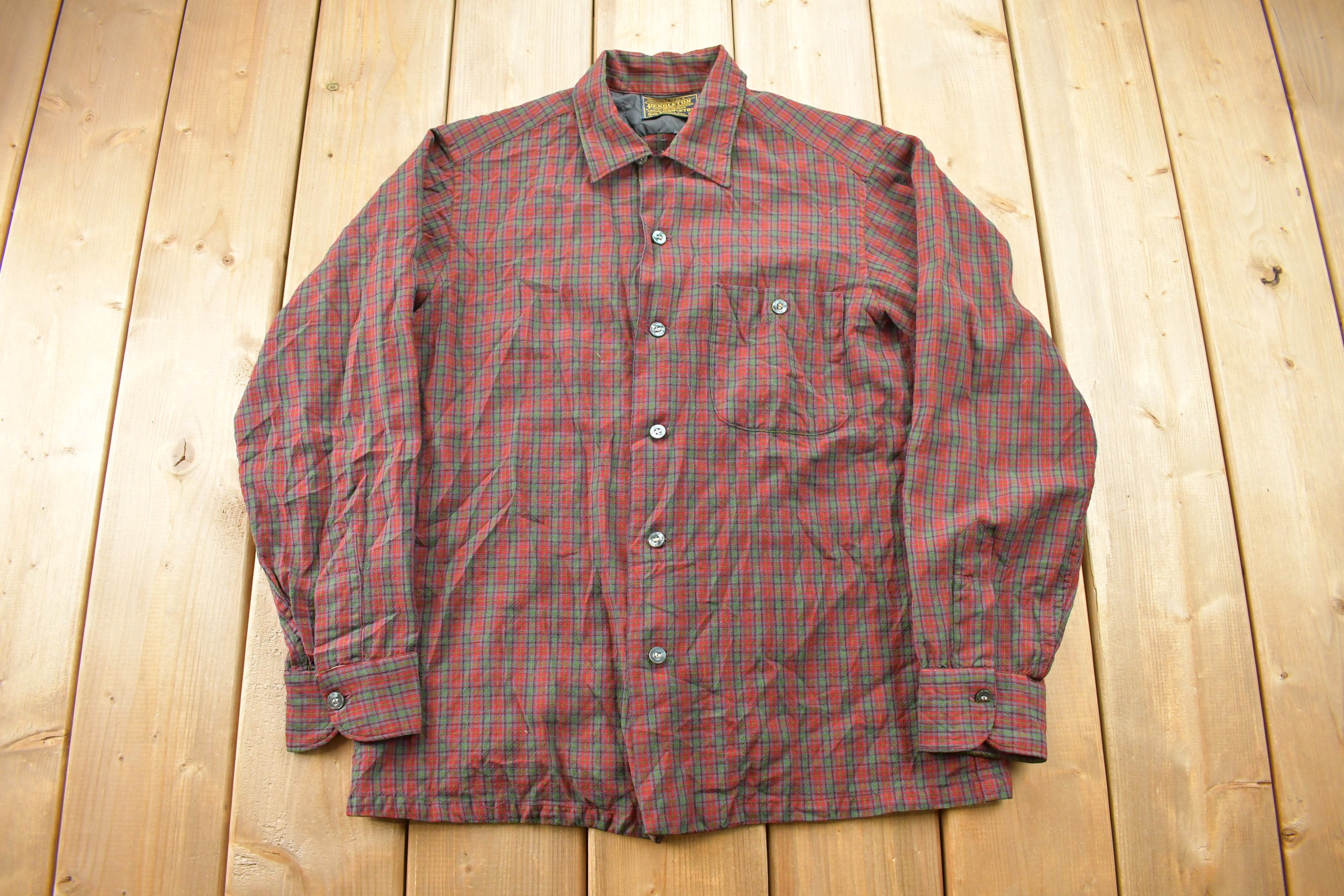 Vintage 1970s Sir Pendleton Plaid Button Up Board Shirt