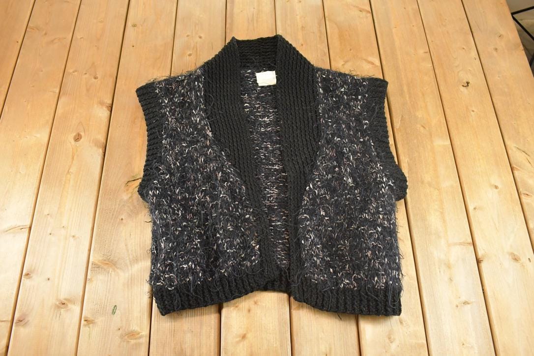 Vintage 1990s Harmony Classics Abstract Knit Cardigan Sweater Vest womens L  Preppy Knit Cardigan  Fancy Knit Vintage Cardigan