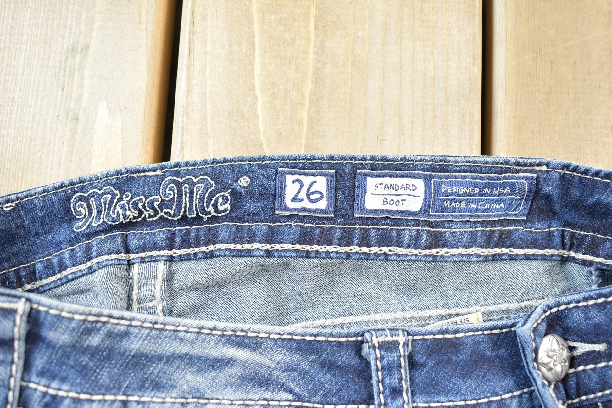 Vintage Y2K Miss Me Bedazzled Low Rise Jeans Size 26x36