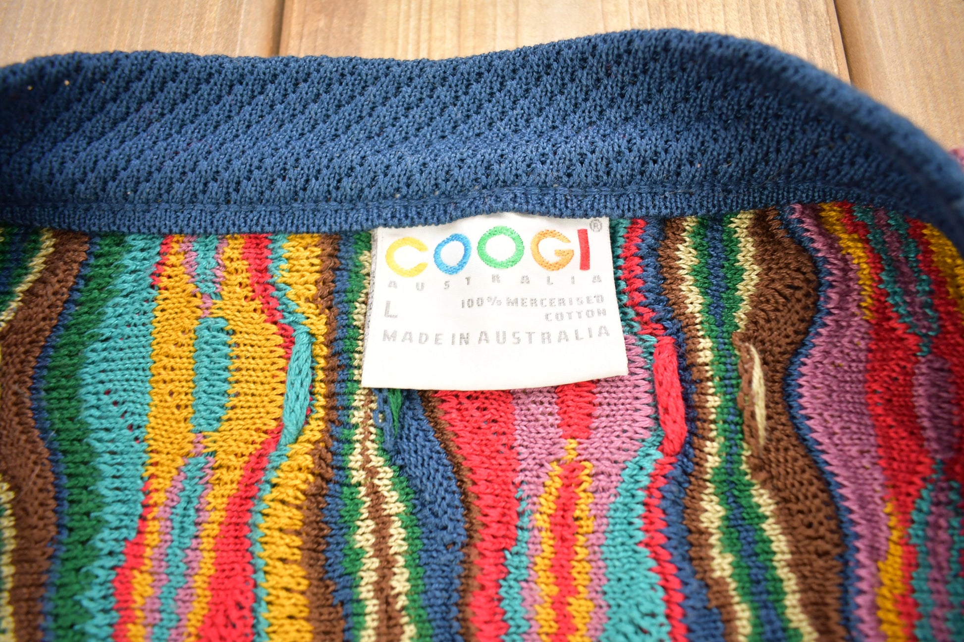 Vintage Coogi Australia 3D Colorful Cable Knit Cardigan Sweater