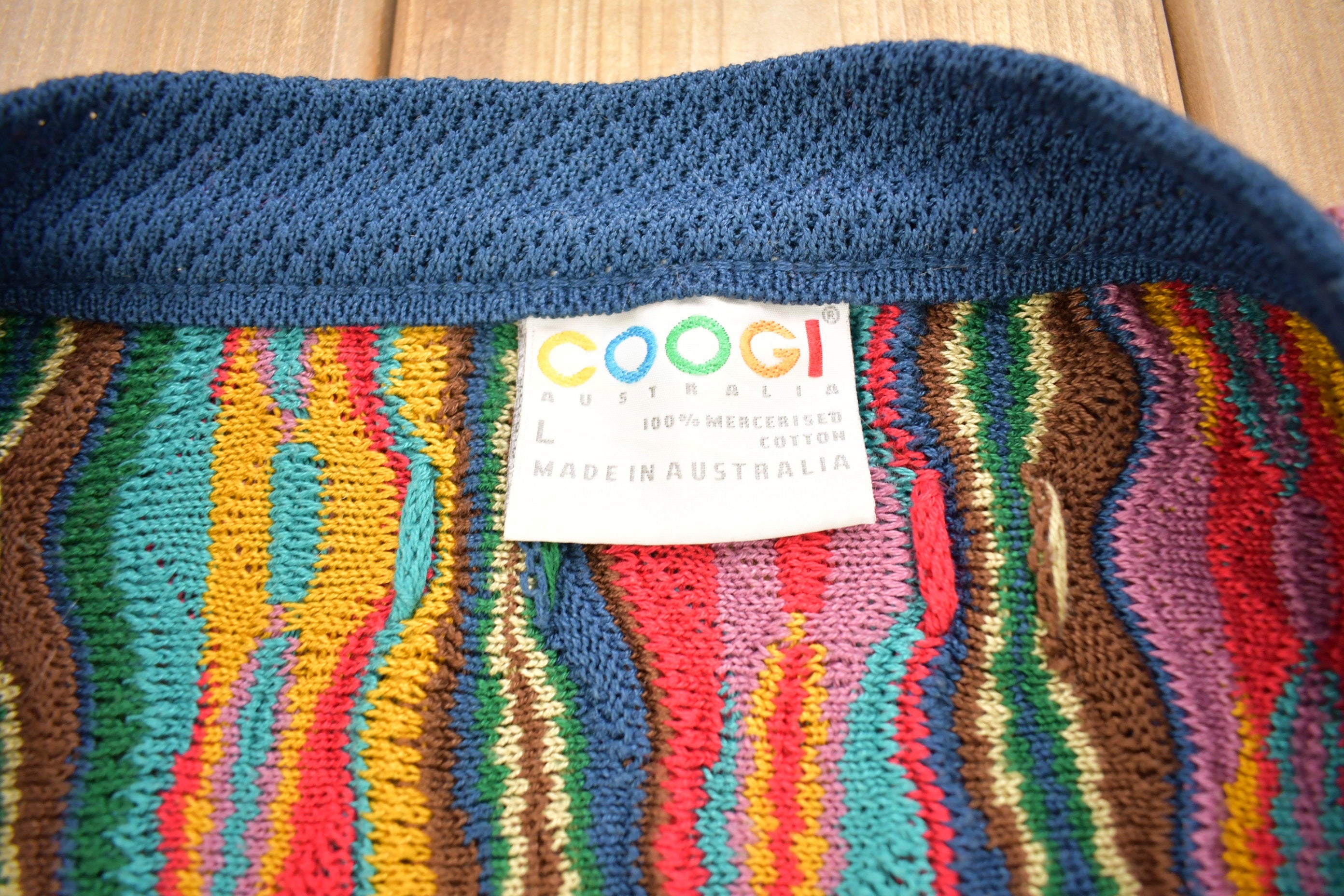 Vintage Coogi Australia 3D Colorful Cable Knit Cardigan Sweater
