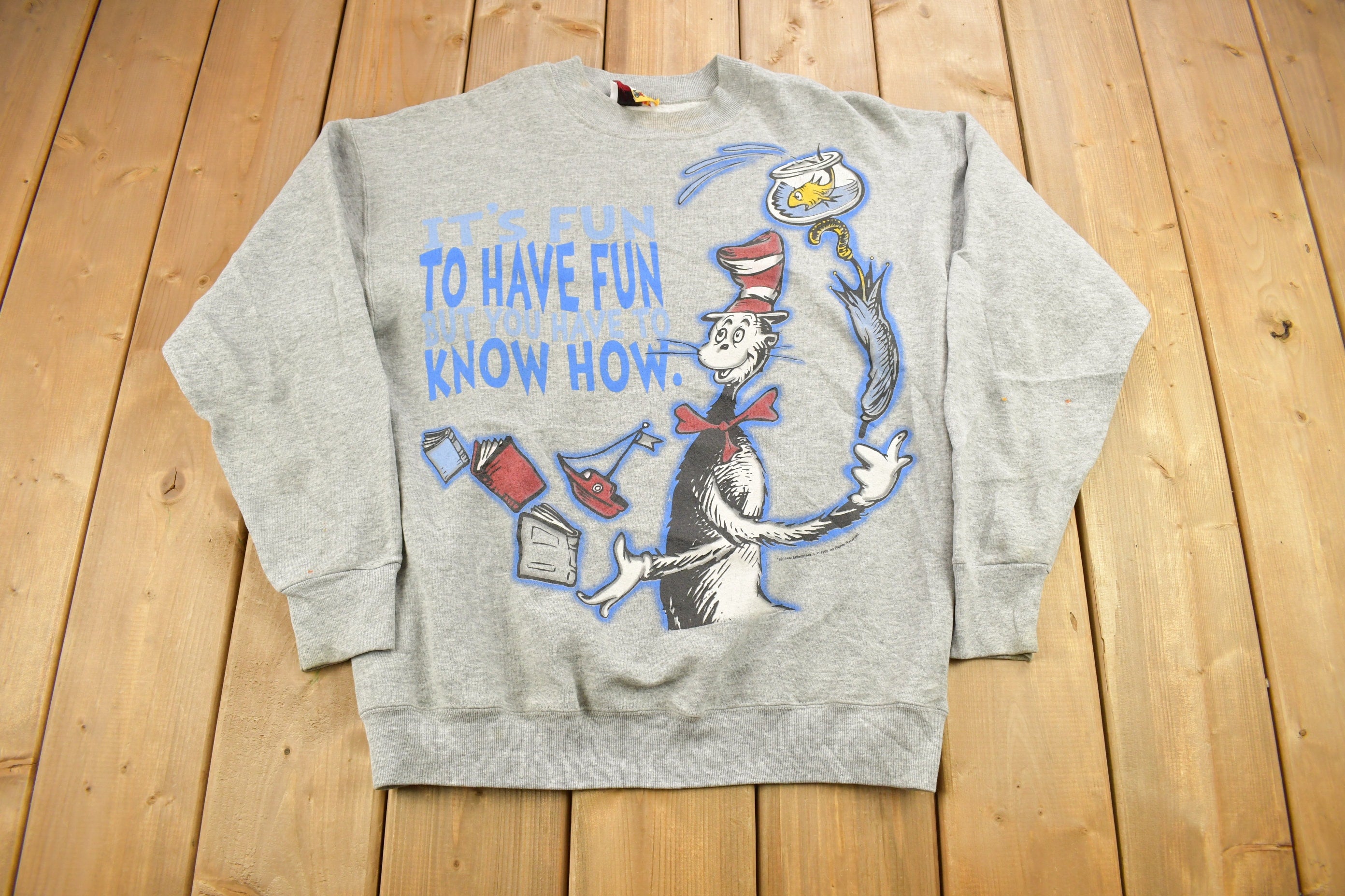 Vintage 1998 Dr Seuss The Cat In The Hat Crewneck Sweater