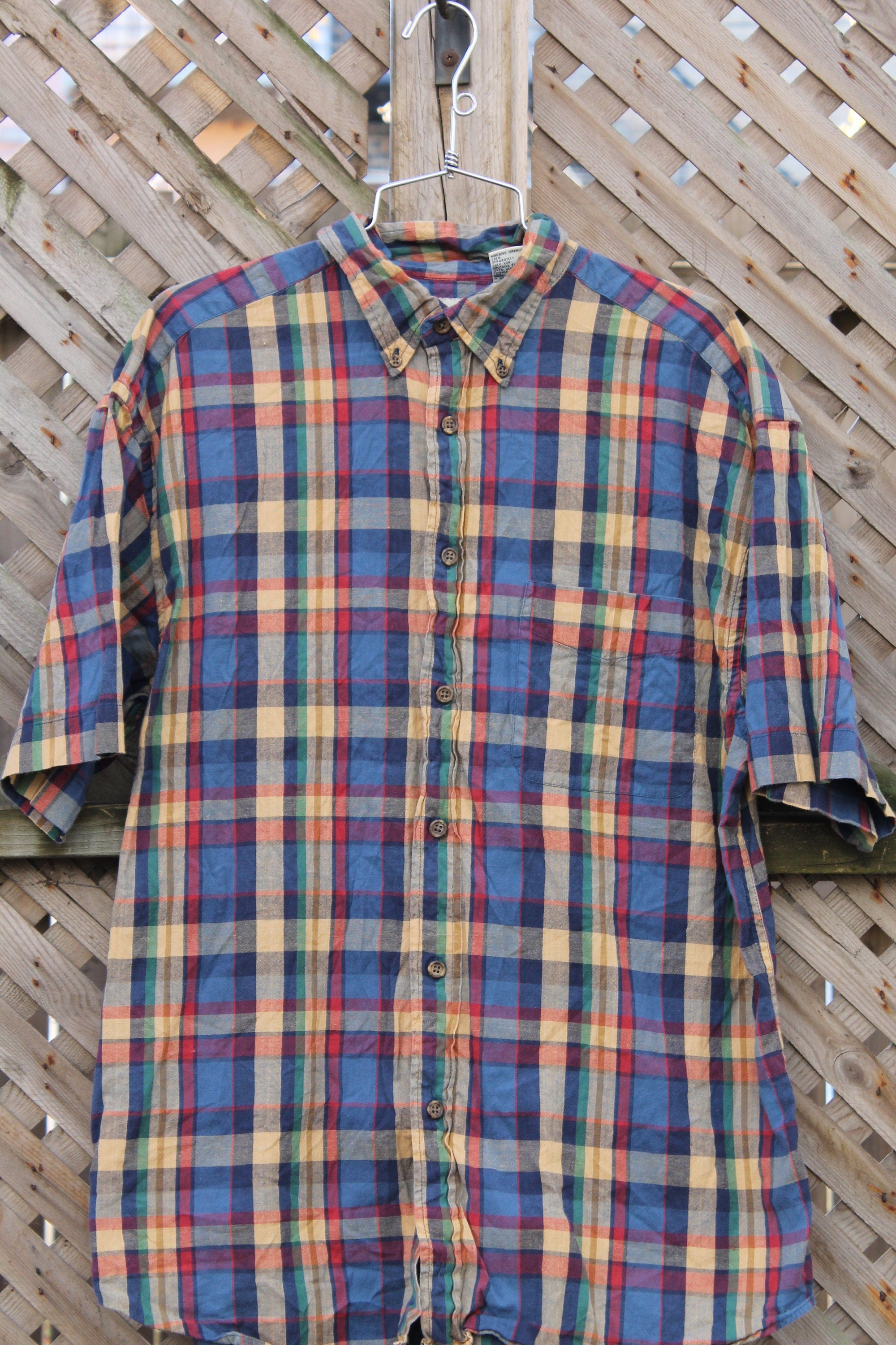 Vintage 1990s Plaid Flannel Button Up GAP T-Shirt