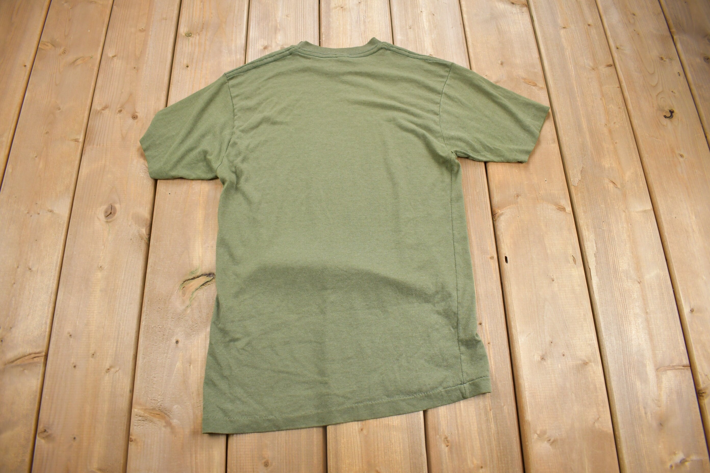 Vintage 1980s Blank Olive Green T Shirt