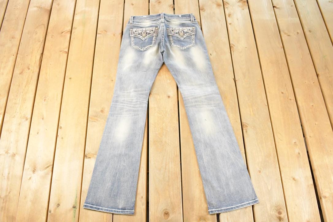 Vintage Deadstock Y2K Grace In LA Bedazzled Low Rise Jeans Women's Size 27 x 32