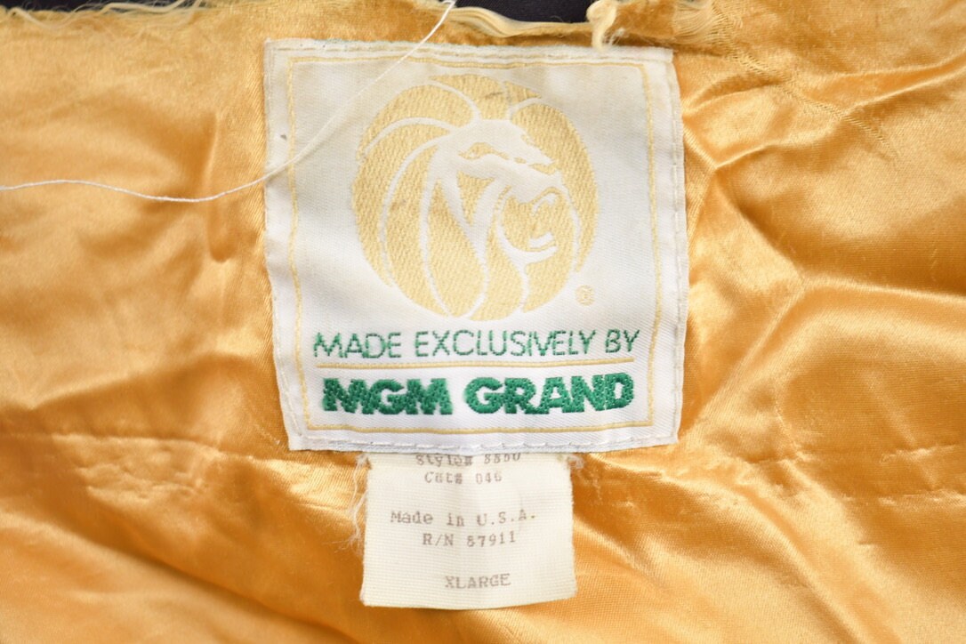 Vintage 1980s MGM Grand Las Vegas Satin Jacket / Made In USA / Embroidered / Streetwear / Zip Up / Lion's Head