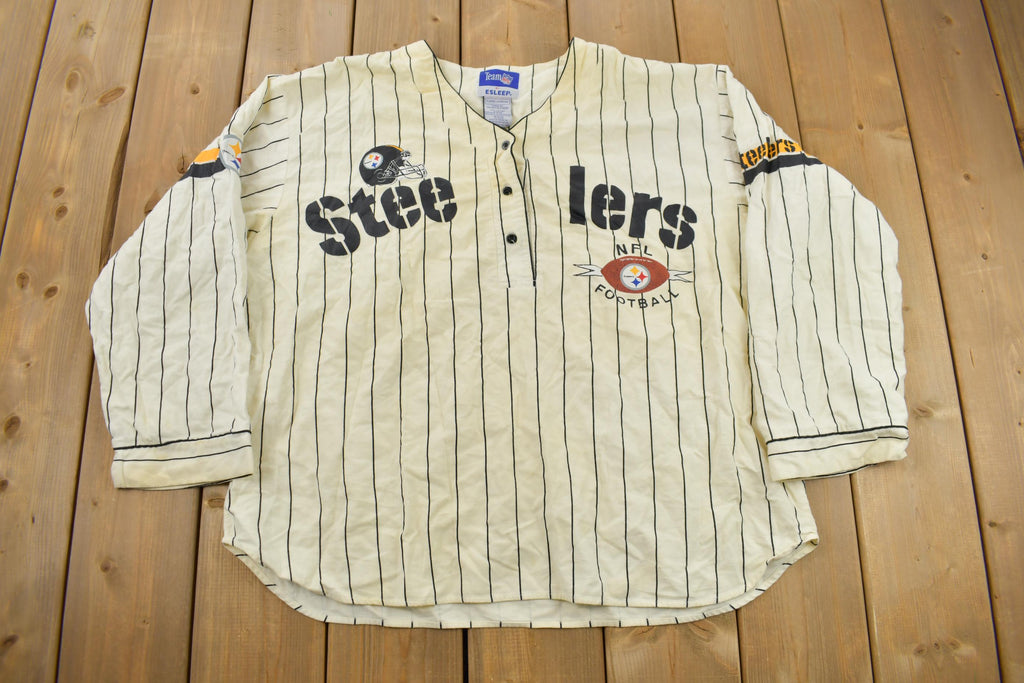 Vintage 1990s Pittsburgh Steelers NFL Graphic Pajama Shirt