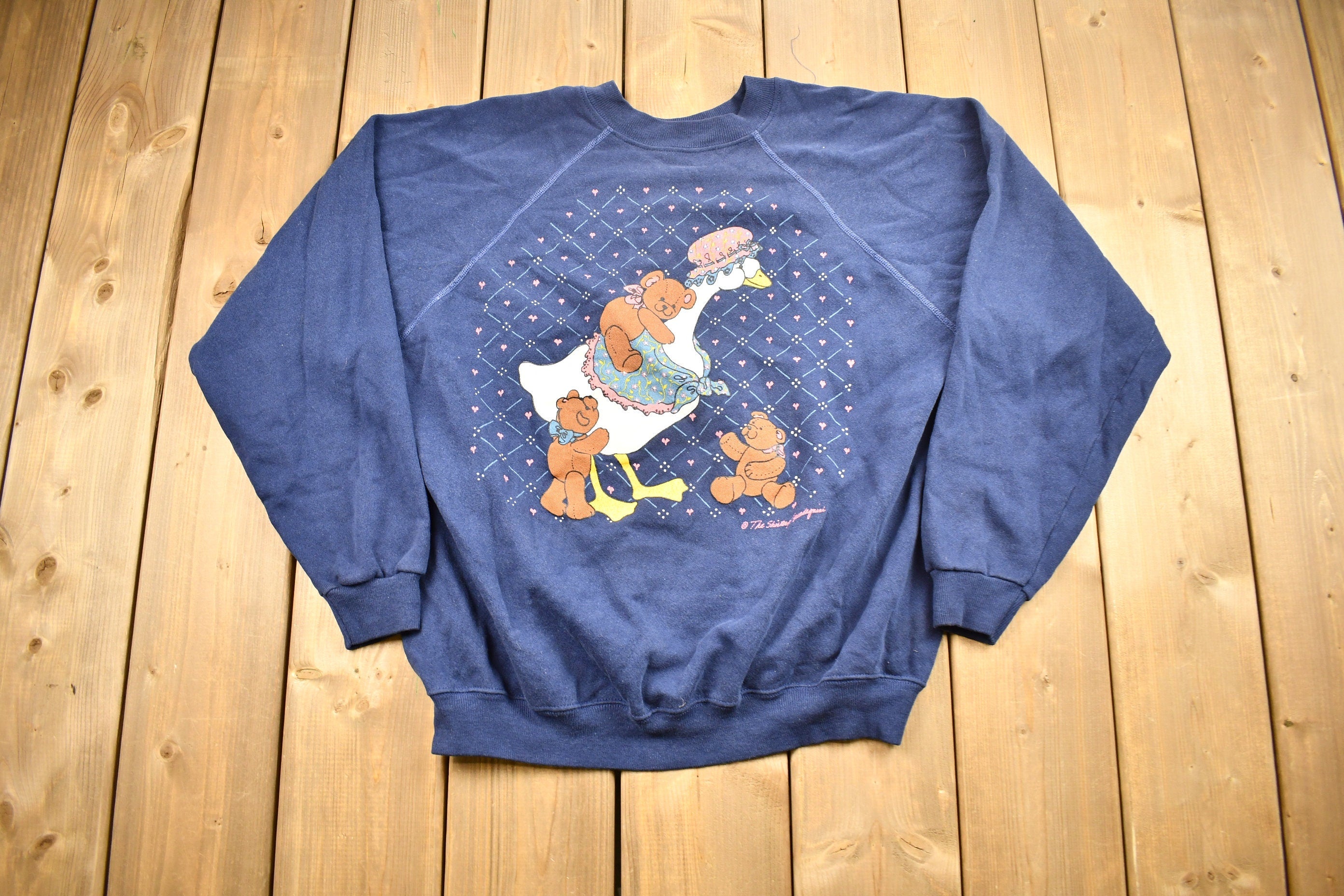 Vintage 1980s Cute Teddy Bear Raglan Crewneck Sweater