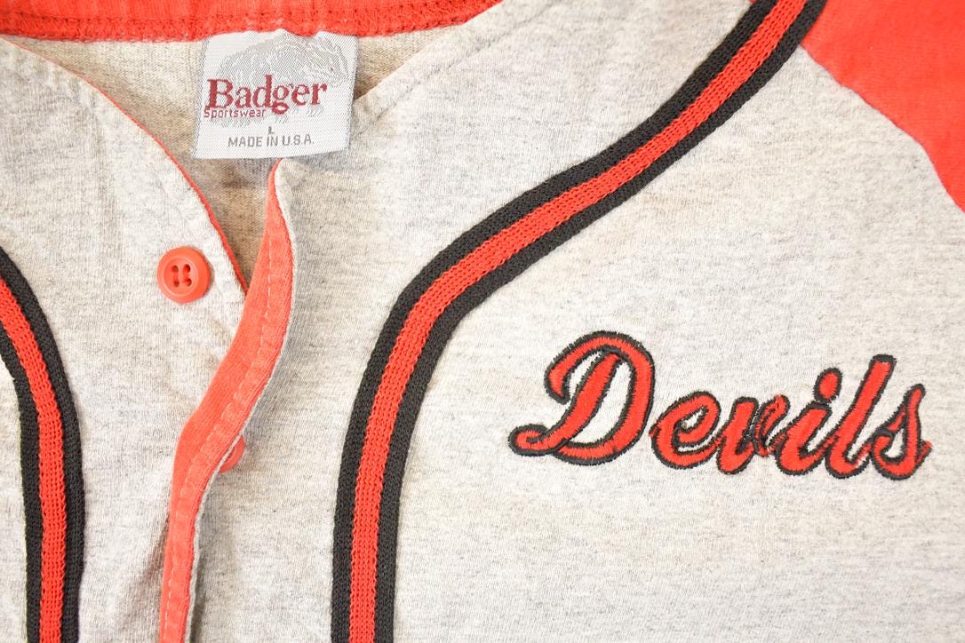 Vintage 1990s Devils Souvenir Baseball Button Up T-Shirt Men's XL