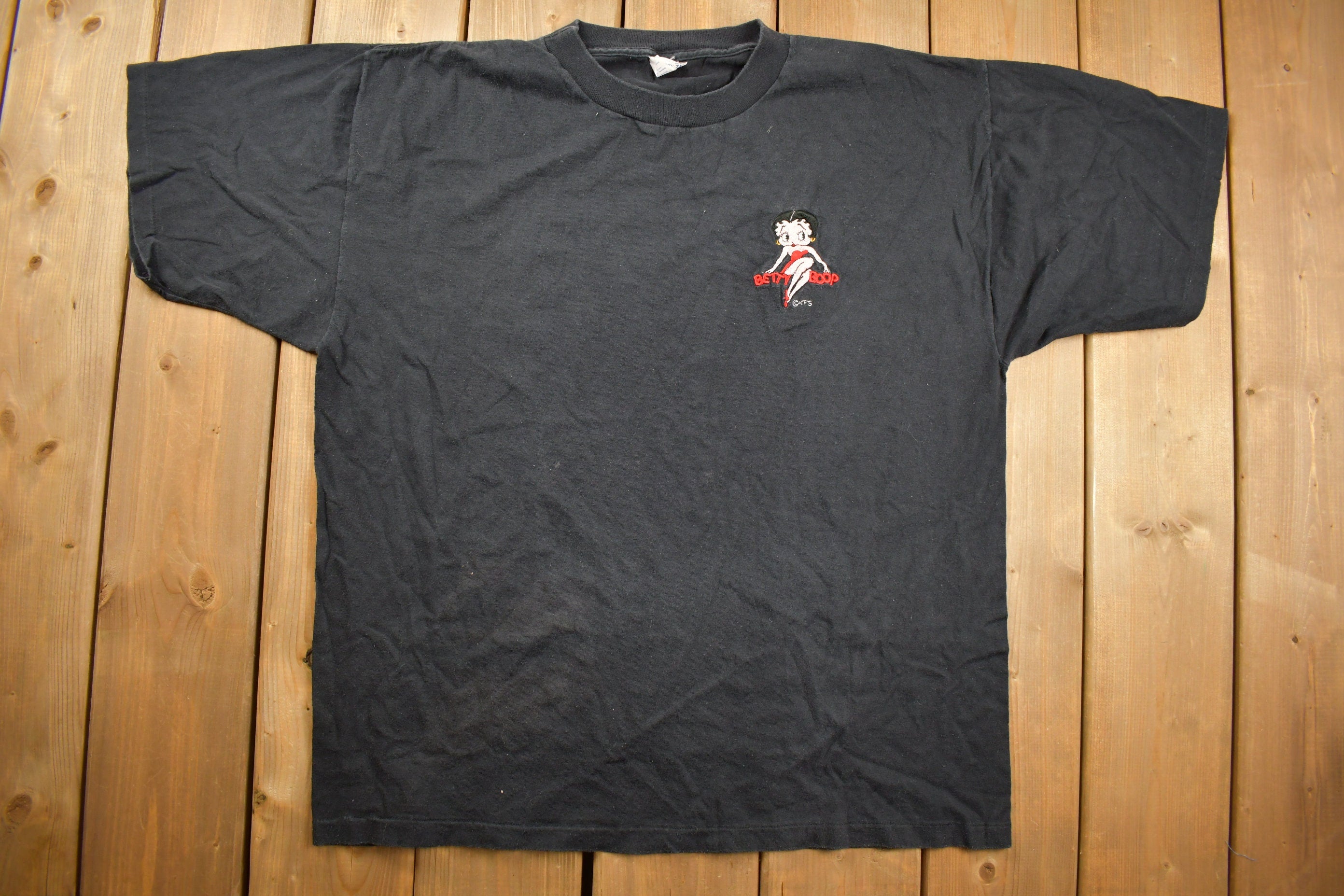 Vintage 1990s Betty Boop Embroidered Cartoon T-Shirt