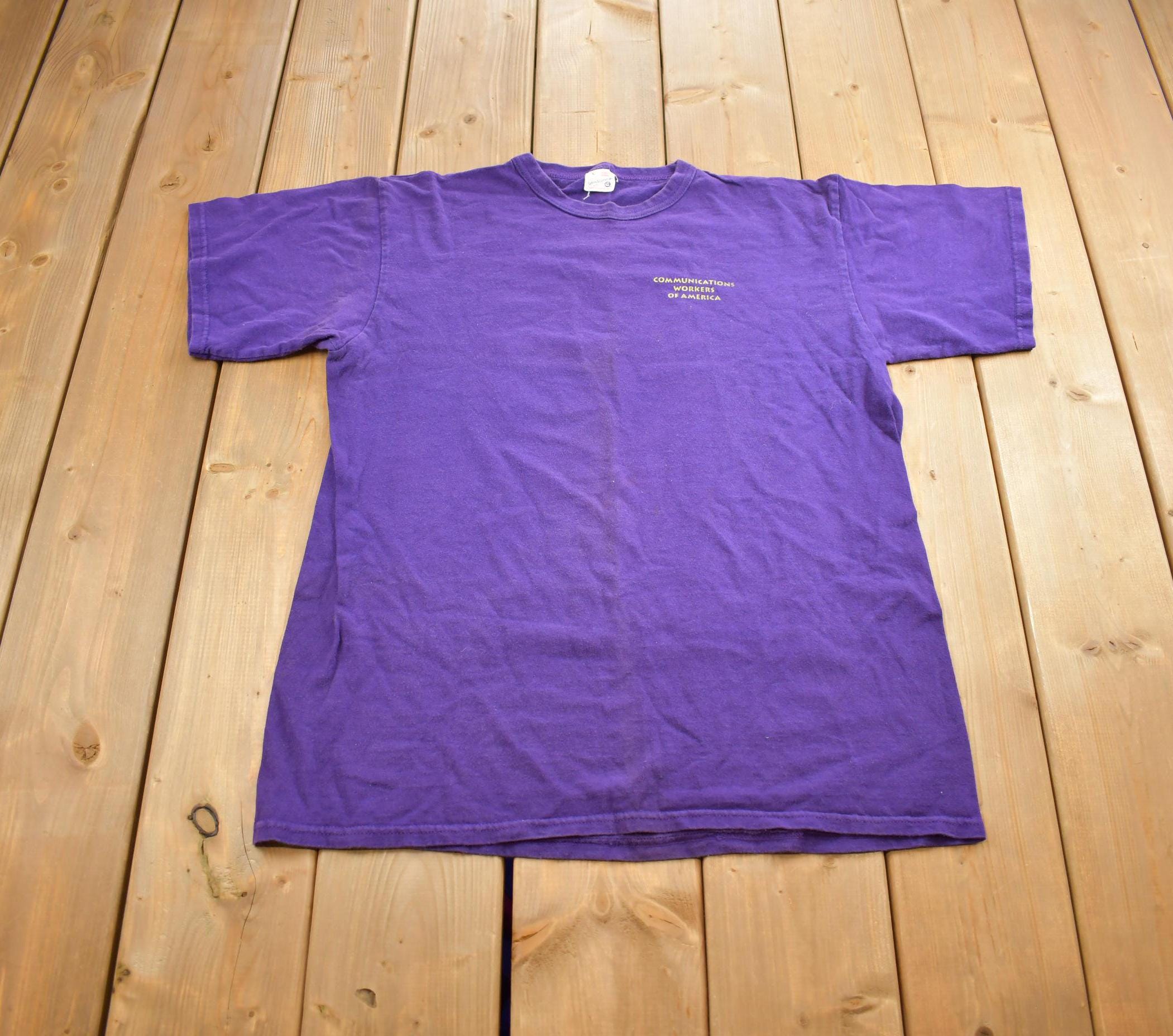 Vintage 1990s Communication Workers Of North America Graphic Tee Shirt Made In USA