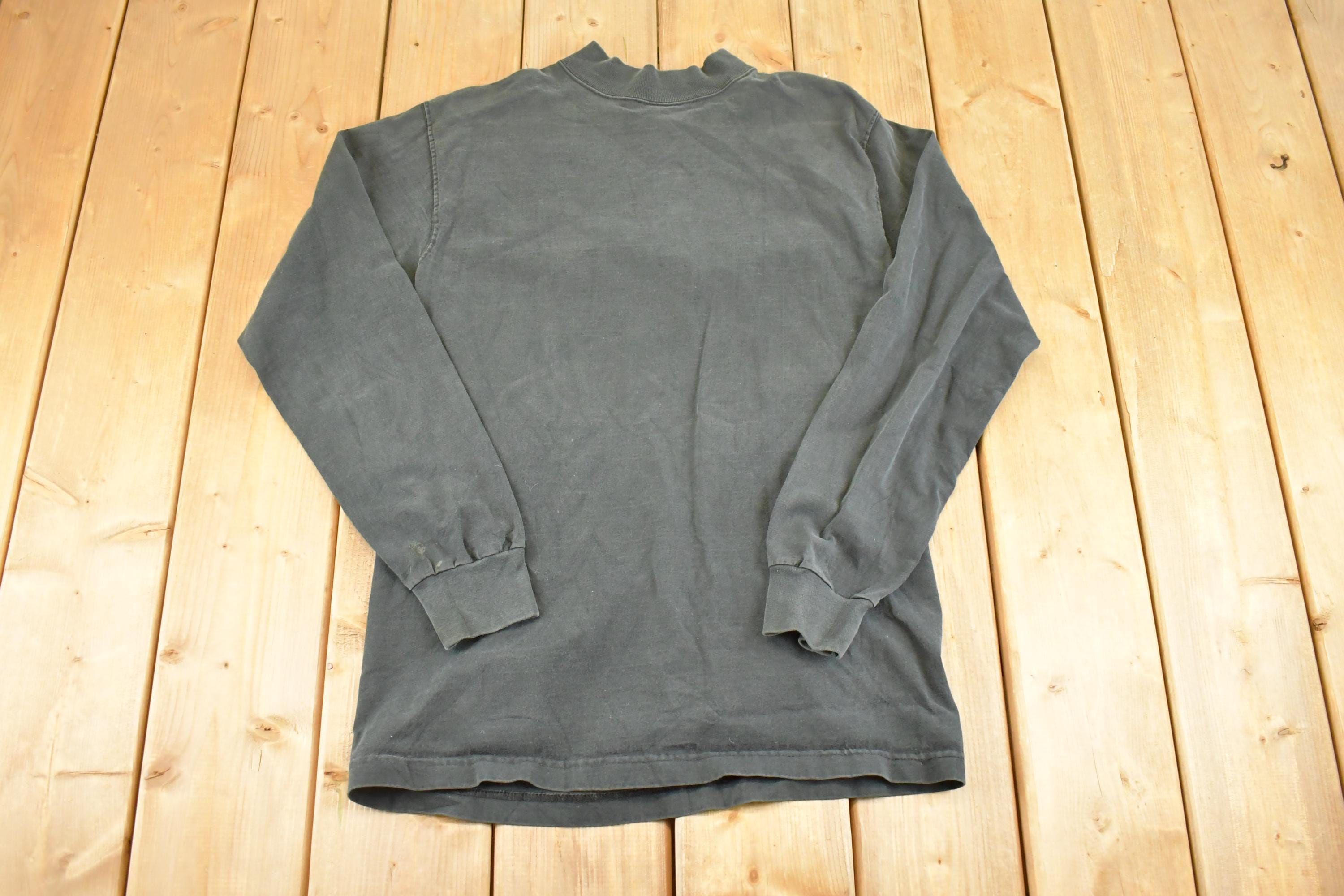 Vintage 1990s FOTL Streetwear Blank Mock Neck Shirt Men's M