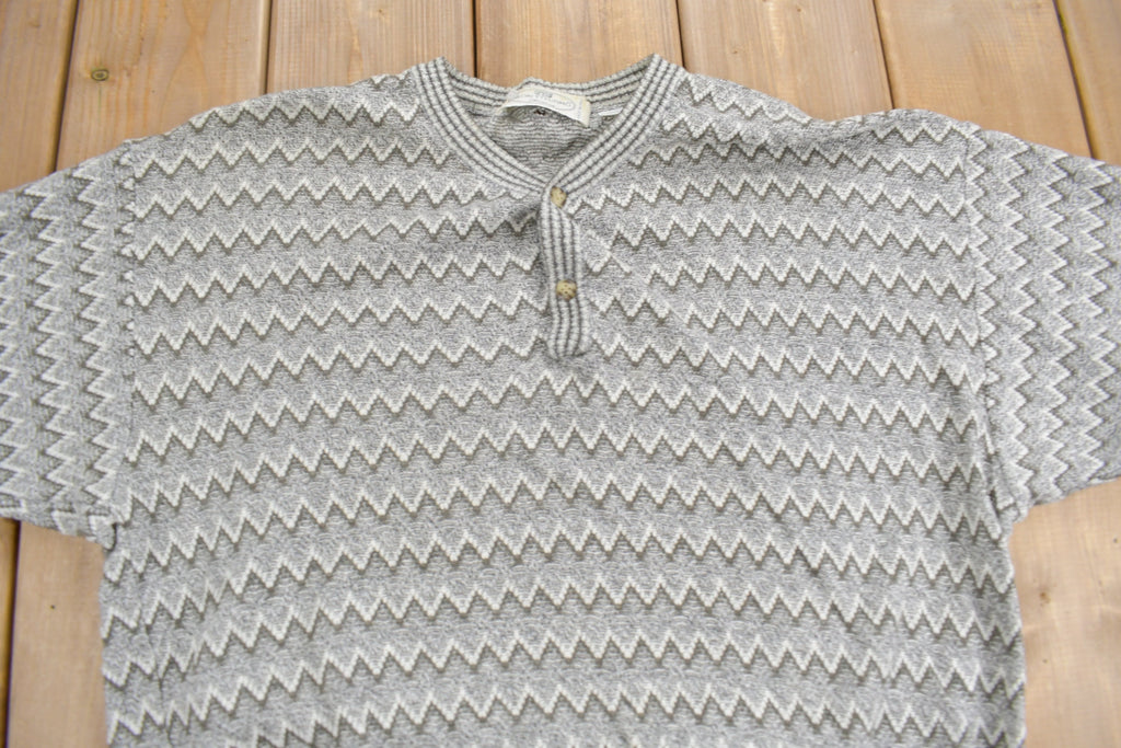 Vintage 1980s Pronto-Uomo Knit Henley-Sweater