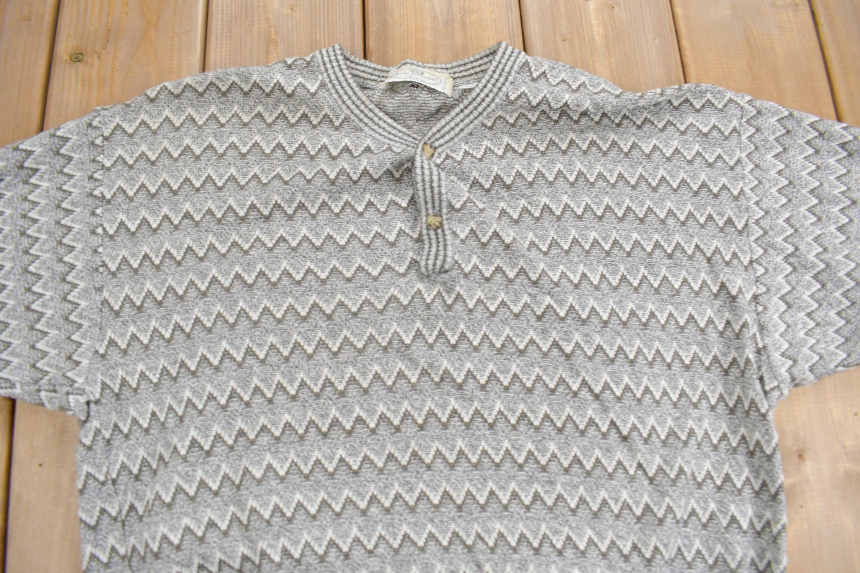 Vintage 1980s Pronto-Uomo Knit Henley-Sweater