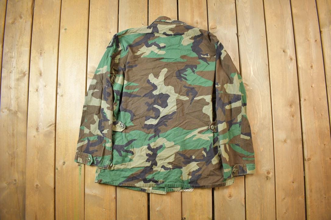 Vintage 1970s Military Woodland Camo Field Jacket