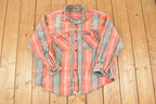 Vintage 1990s Five Brother Plaid Western Style Button Up Shirt Men's XL