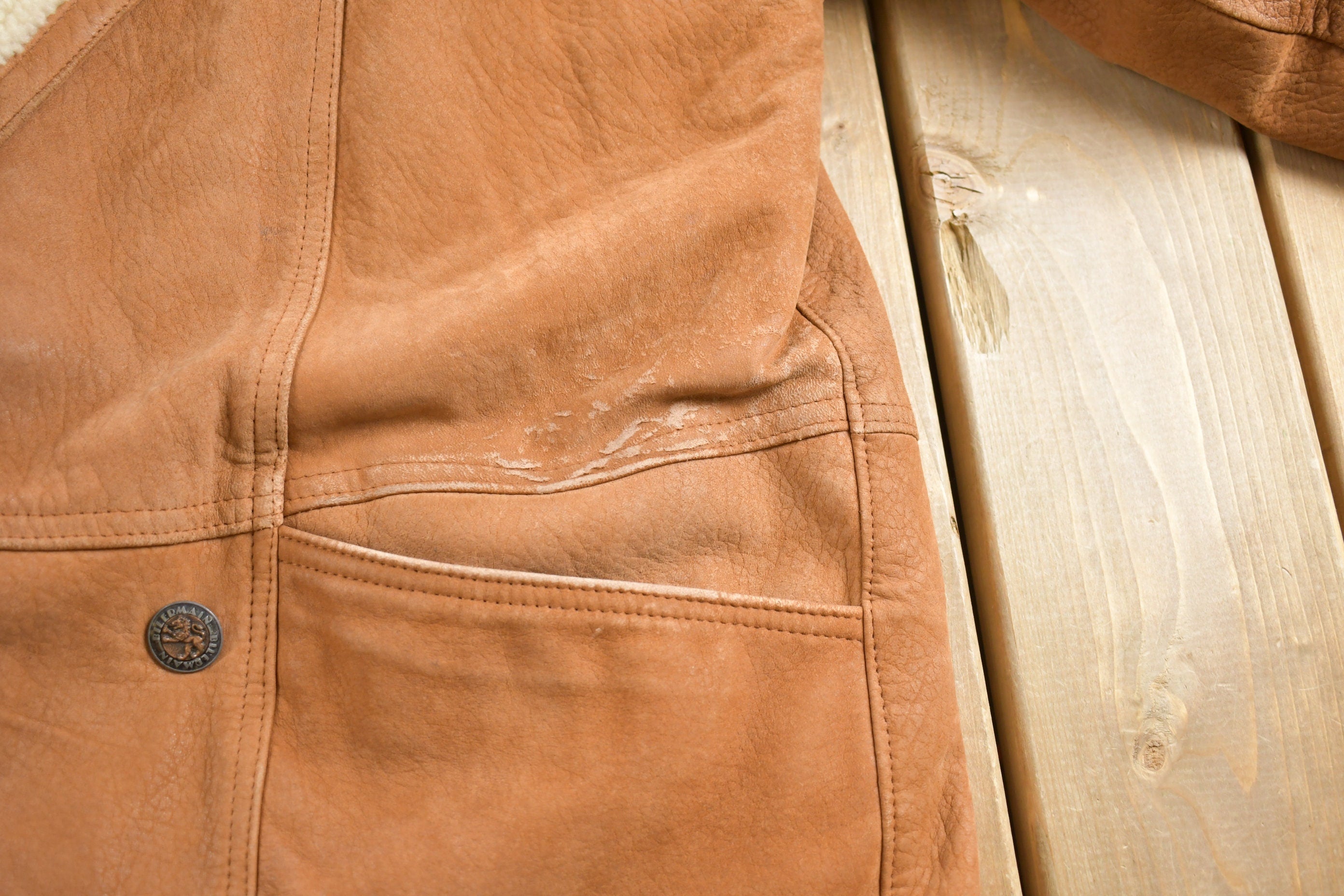 Vintage 1980s Leathertown Leather Sherpa Jacket