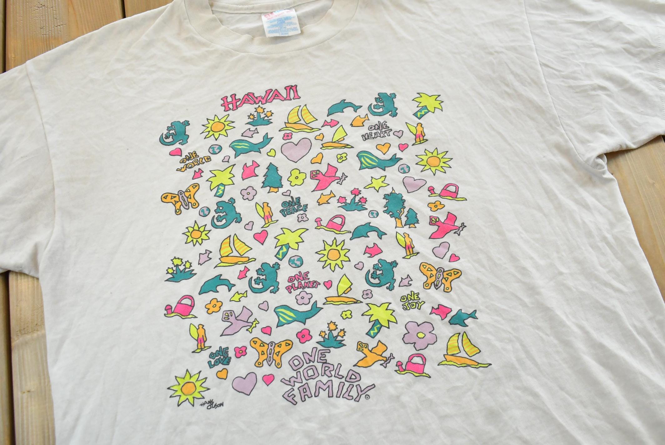 Vintage 1990s Hanes Hawaii Souvenir Graphic T-Shirt Men's L